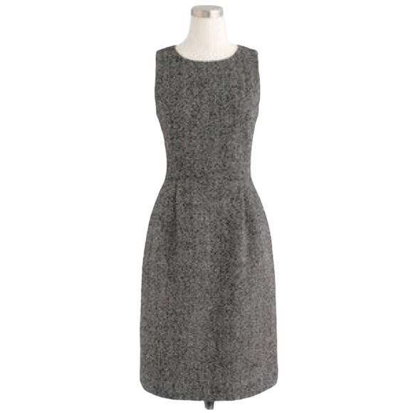J. Crew Dresses J Crew Sleeveless Black Off White Tweed Dress 4